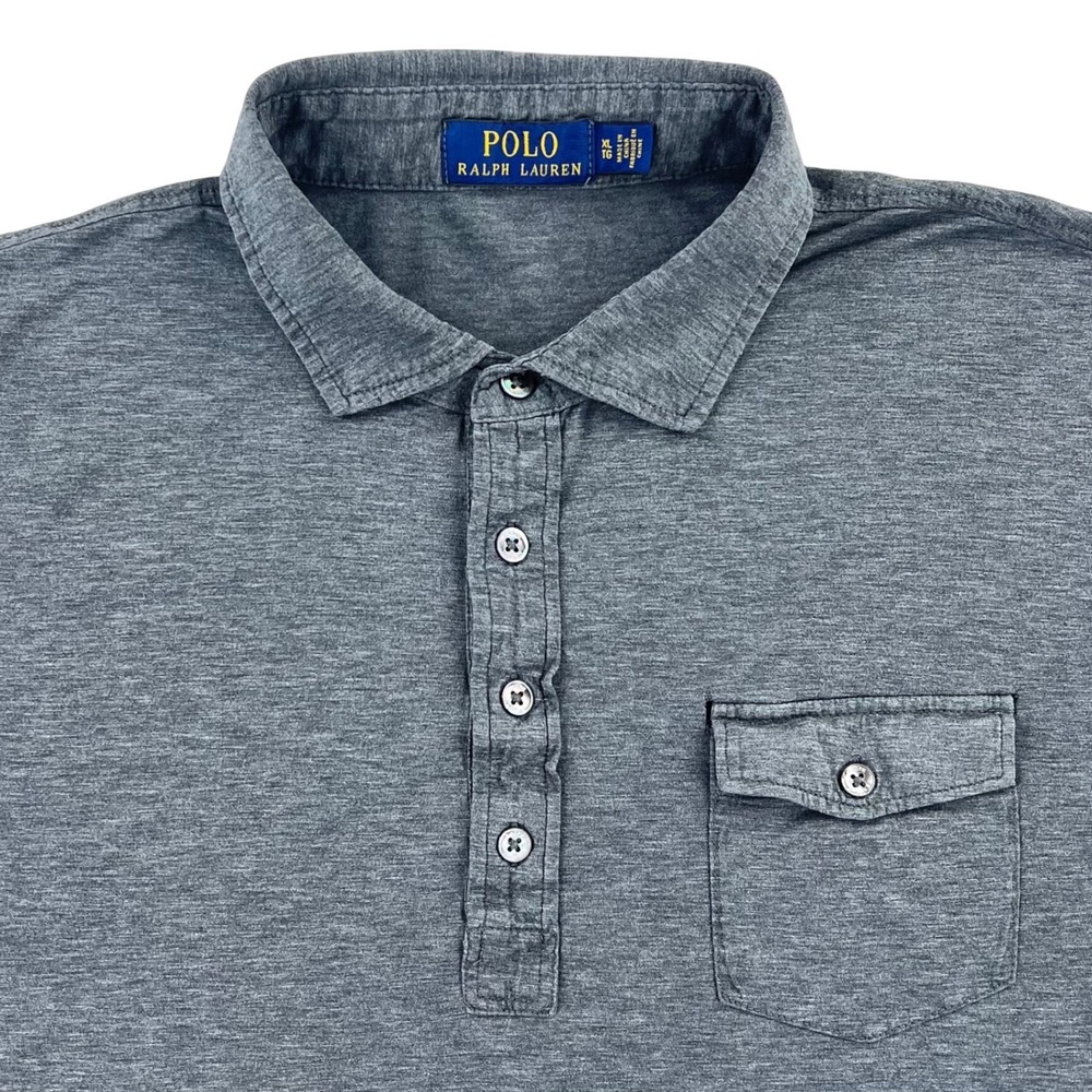 Polo Ralph Lauren Polo Shirt Men's XL Gray Short Sleeve Button Pocket‎